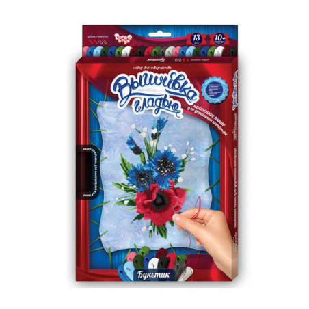 Вишивка гладдю Danko Toys "Букетик" 31х21 см | З рамкою | 115 грн