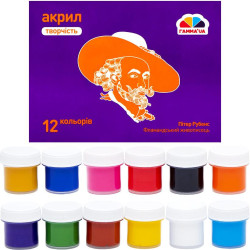 Фарба акрилова 20 мл, 12 кольорів "Гамма"