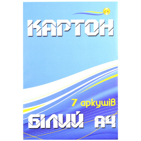 Картон білий, А4, 7 аркушів, односторонній, Тетрада