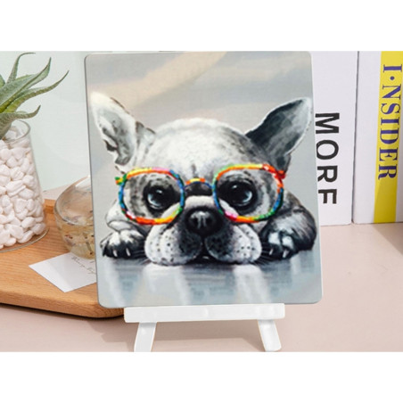 Алмазна викладка на картоні 5D "Бульдог в окулярах" 21x25 см | Набір