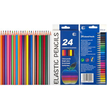 Кольорові олівці "Elastic Pencils" – 24 кольори | Самовивіз біля метро Сирець