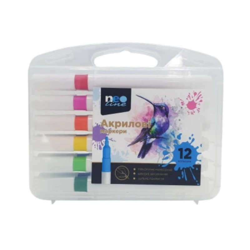 Акрилові маркери Neo Line — 12 кольорів у боксі  Купити онлайн або самовивіз метро Сирець