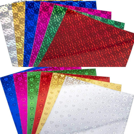 Набір Голографічного картону А4 для творчості | Яскраві кольори