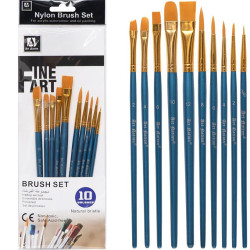 Пензлики для акрилу та олії, 10 шт, Синтетика | Набір для художників