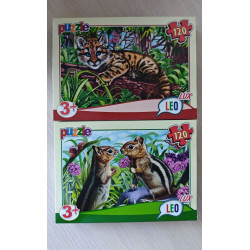 Пазл LEO LUX 120 елементів "Тварини" | Тигреня, Бурундуки