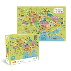 Пазл dodo "Мапа України" 100 елементів | Навчальна гра, 5+